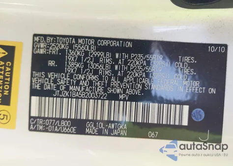 2011 Lexus Rx 350 z USA, uszkodzony, nr VIN JTJZK1BA5B2003722